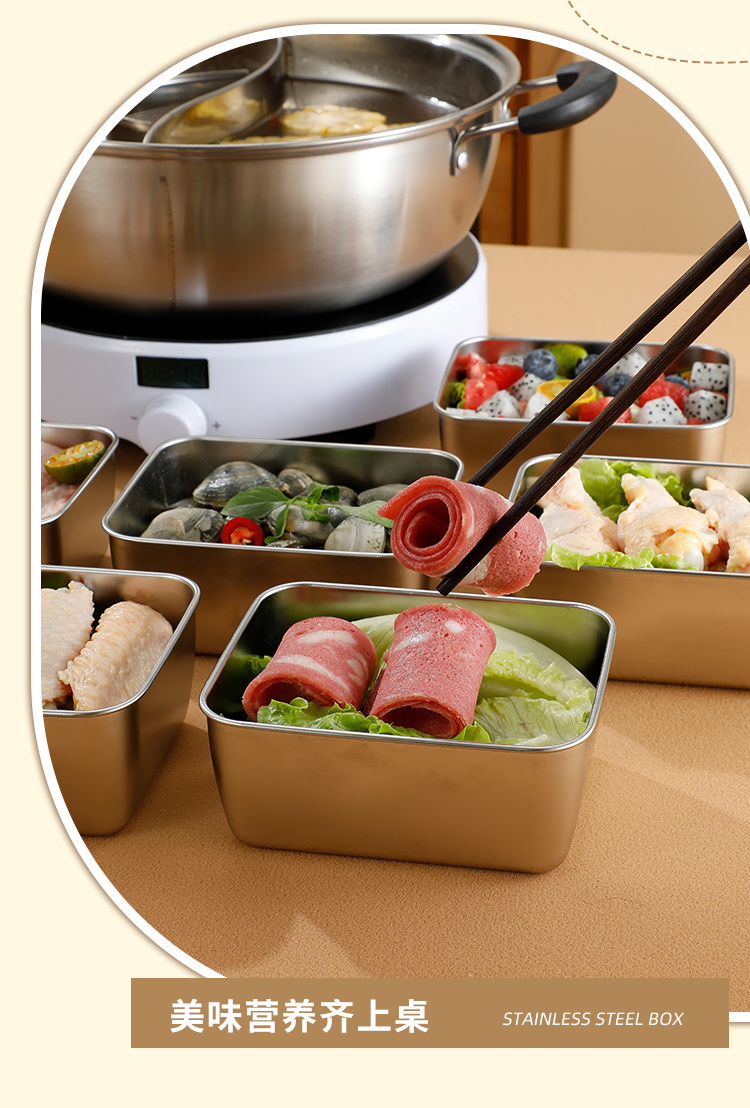 不鏽鋼小方盒升級啦，蓋子密封防漏設計， 一盒一菜不串味，冰箱｜烤箱｜蒸鍋都能用