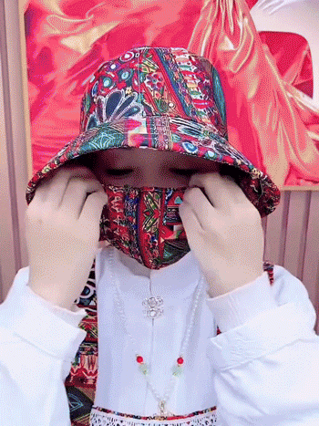 新款遮陽防曬帽子 口罩帽子二合一，既能防曬又能護臉護頸，時尚好用；各種花型設計，好看又百搭